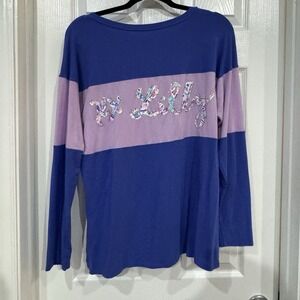 LILLY PULITZER LS Shirt XX LILLY Spellout‎ Colorblock Pima Cotton Blend Purple M